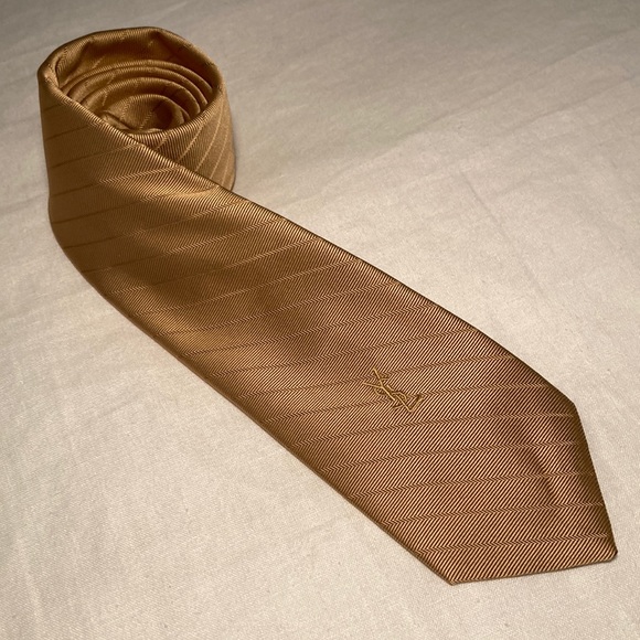 Yves Saint Laurent Accessories Yves Stlauren Gold Tie Gold Striped